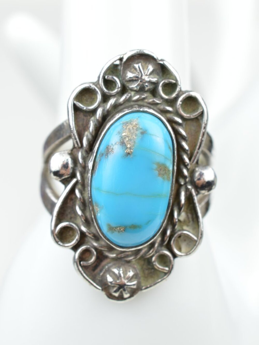 VTG Sterling Silver Turquoise Statement Ring 925 Size 9.25 Heavy 11g Southwest